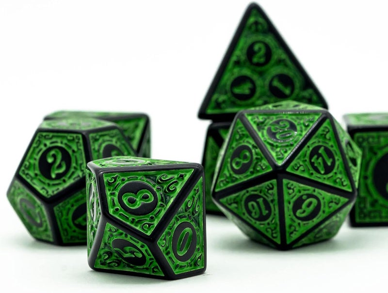 Poludie DND Dice Set -D&D Polyhedral Dice (7 Pcs) with Black Dice Bag for Dungeons and Dragons Role Playing Dice Games RPGs (Dice-Green with Black Edge) - Image 3